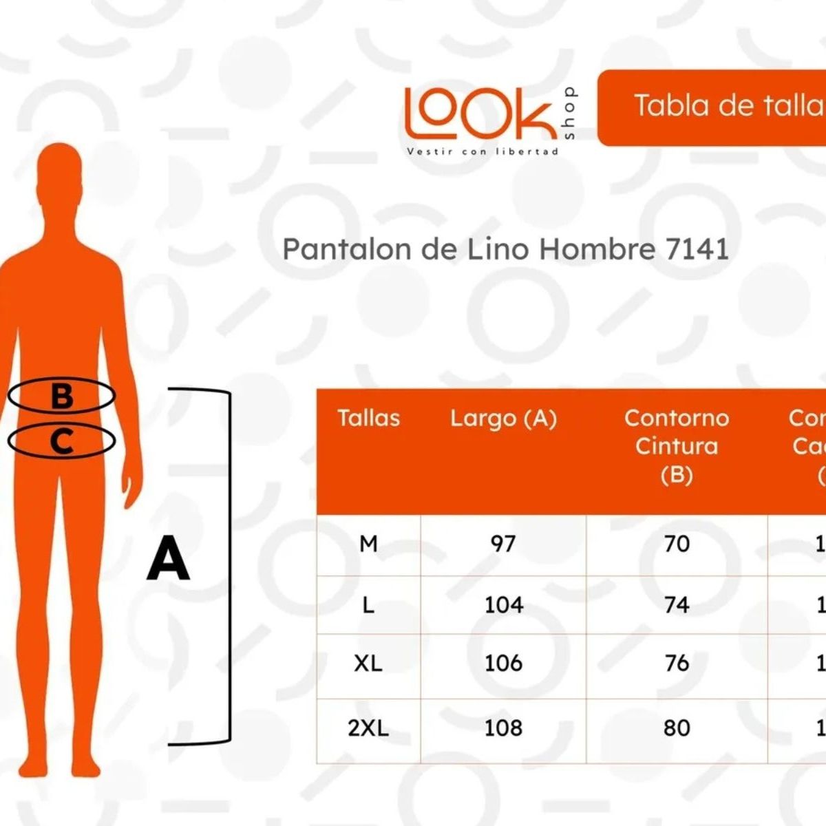 LOOK SHOP - Pantalón Lino Hombre, Corte Recto, Pretina Elásticada 7141