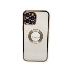 GENERICO - Funda elegante transparte generica iPhone 12 Pro Max DORADO