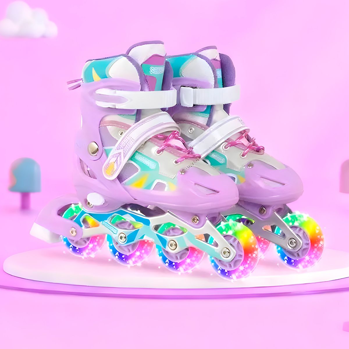 GENERICO - Patines En Linea Ajustables Roller Ruedas Niña Violeta Talla M