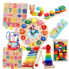 TIOZONEY - Juguete Montessori Madera Pack 10 Didácticos Motricidad Bebe