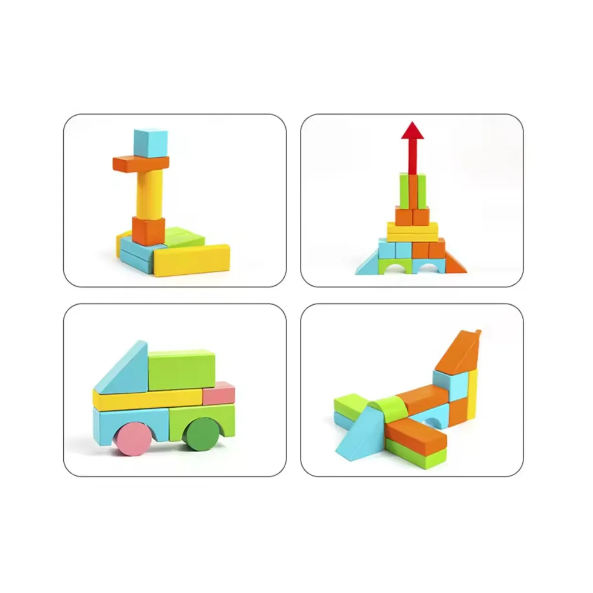 TIOZONEY - Balde Bloques De Construcción Madera Juguete Didáctico Niños