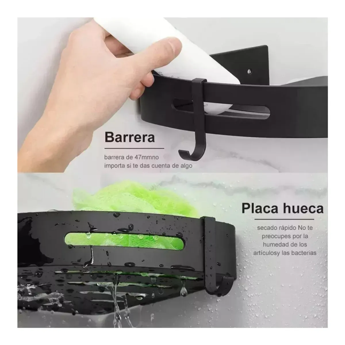 GENERICO - Organizadores Para Duchas Repisa Accesorios Para Baño 3pcs Negro