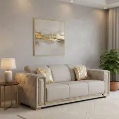 DANIELS - Sofá Elegante 3 Cuerpo Moderno Beige Palermo