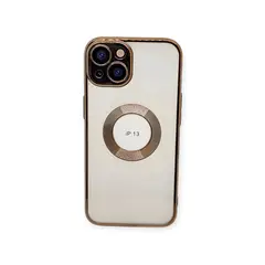 GENERICO - Funda elegante transparte generica iPhone 13 DORADO