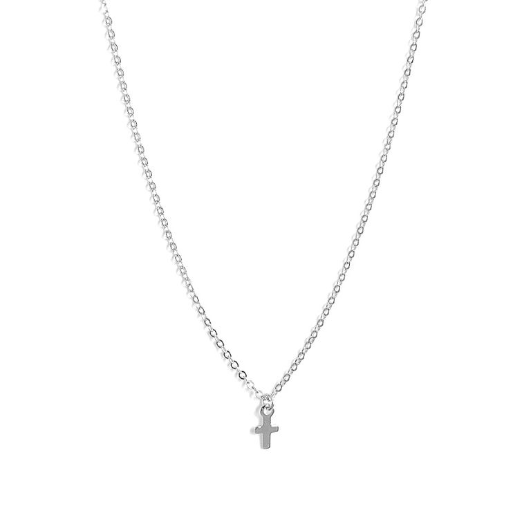 Collar Plata 925 Cruz Lisa S Plateado TALLA UNICA
