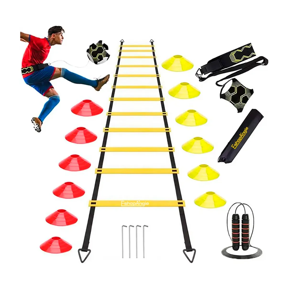 ESHOPANGIE - Kit Entrenamiento Agilidad Futbol Escalera Conos Cuerda