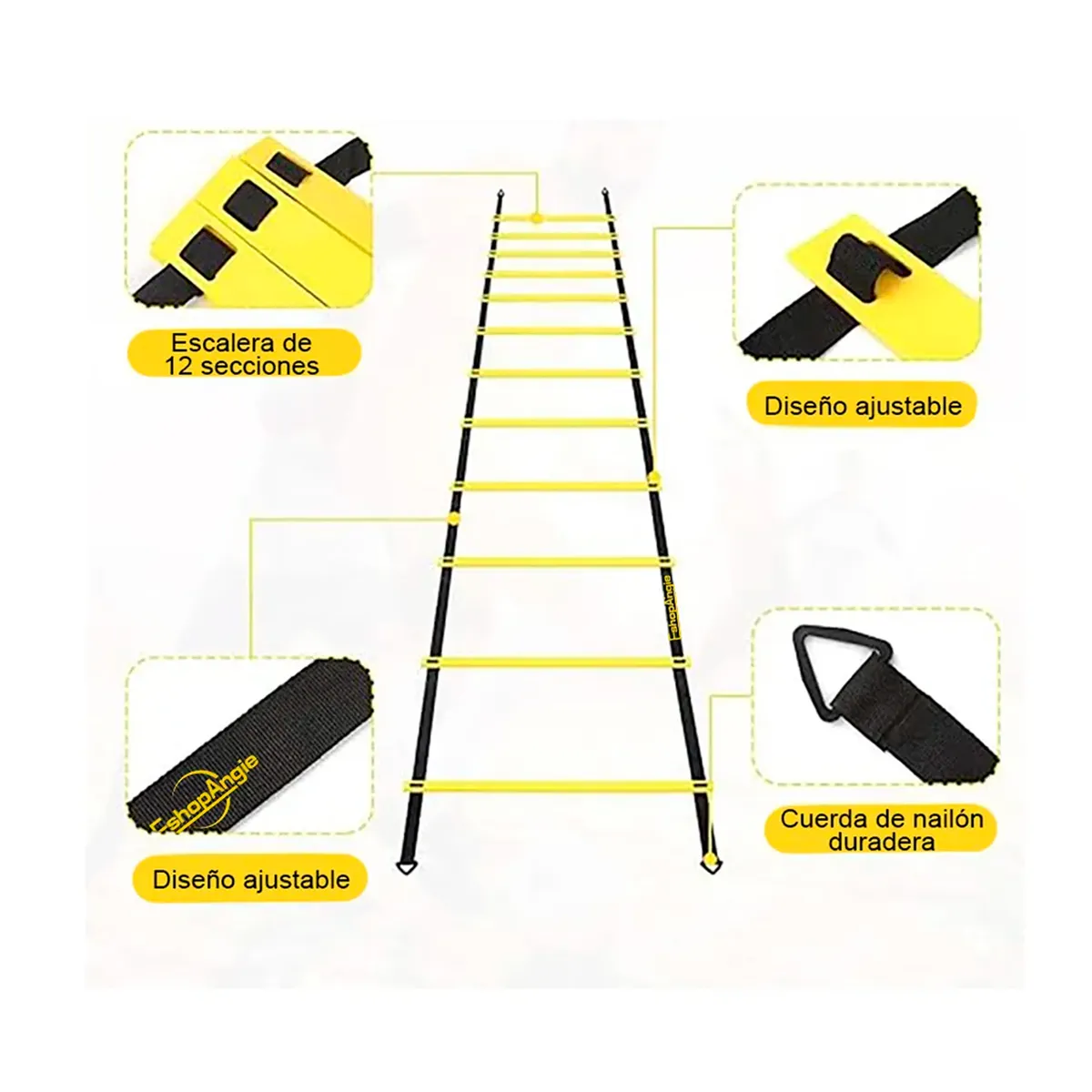 ESHOPANGIE - Kit Entrenamiento Agilidad Futbol Escalera Conos Cuerda