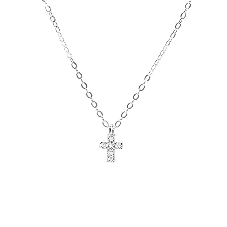 Collar Plata 925 Cruz Brillitos S Plateado TALLA UNICA