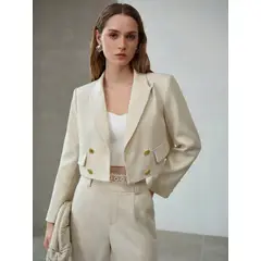 VARIOS - Blazer Crop Gold Ivory Crema She Shines