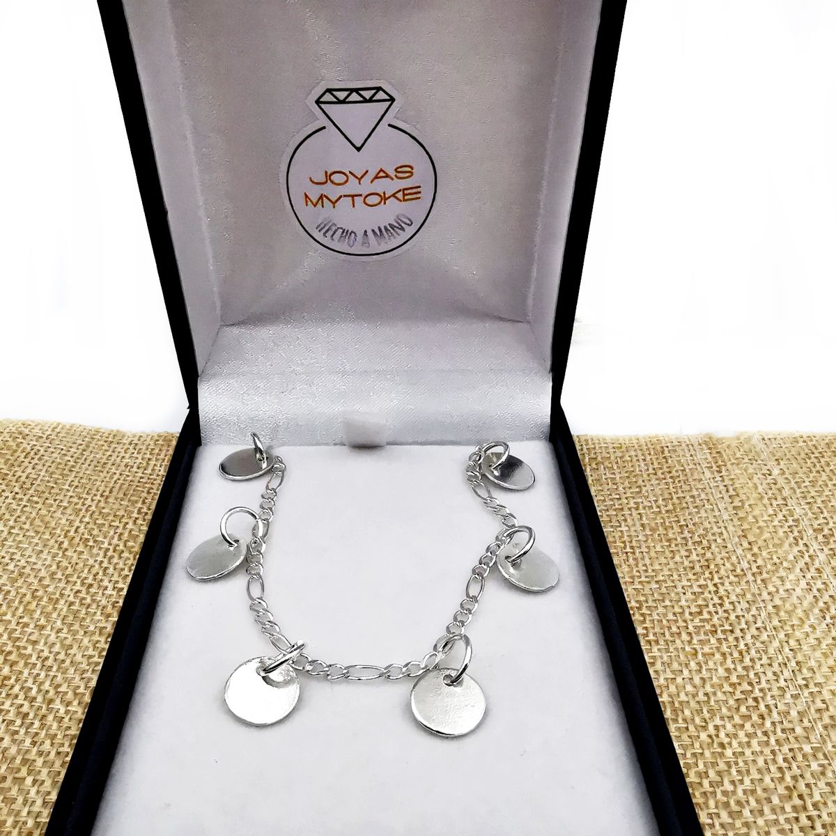 JOYAS MYTOKE - Pulsera Chiches Monedas Plata 950 Discos Argollas Redondas