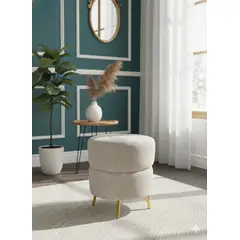 MUEBLES NEW - PUFF REDONDO ORBIT BEIGE