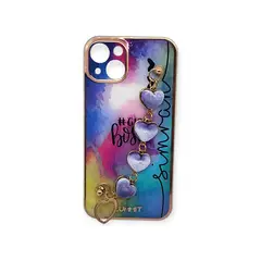 GENERICO - Funda Genérica iPhone 13 Silicona Con Corazones azul y violeta