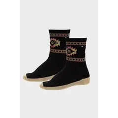 WILD LAMA - Calcetin Urbano Roku Orgánico Tribal Negro