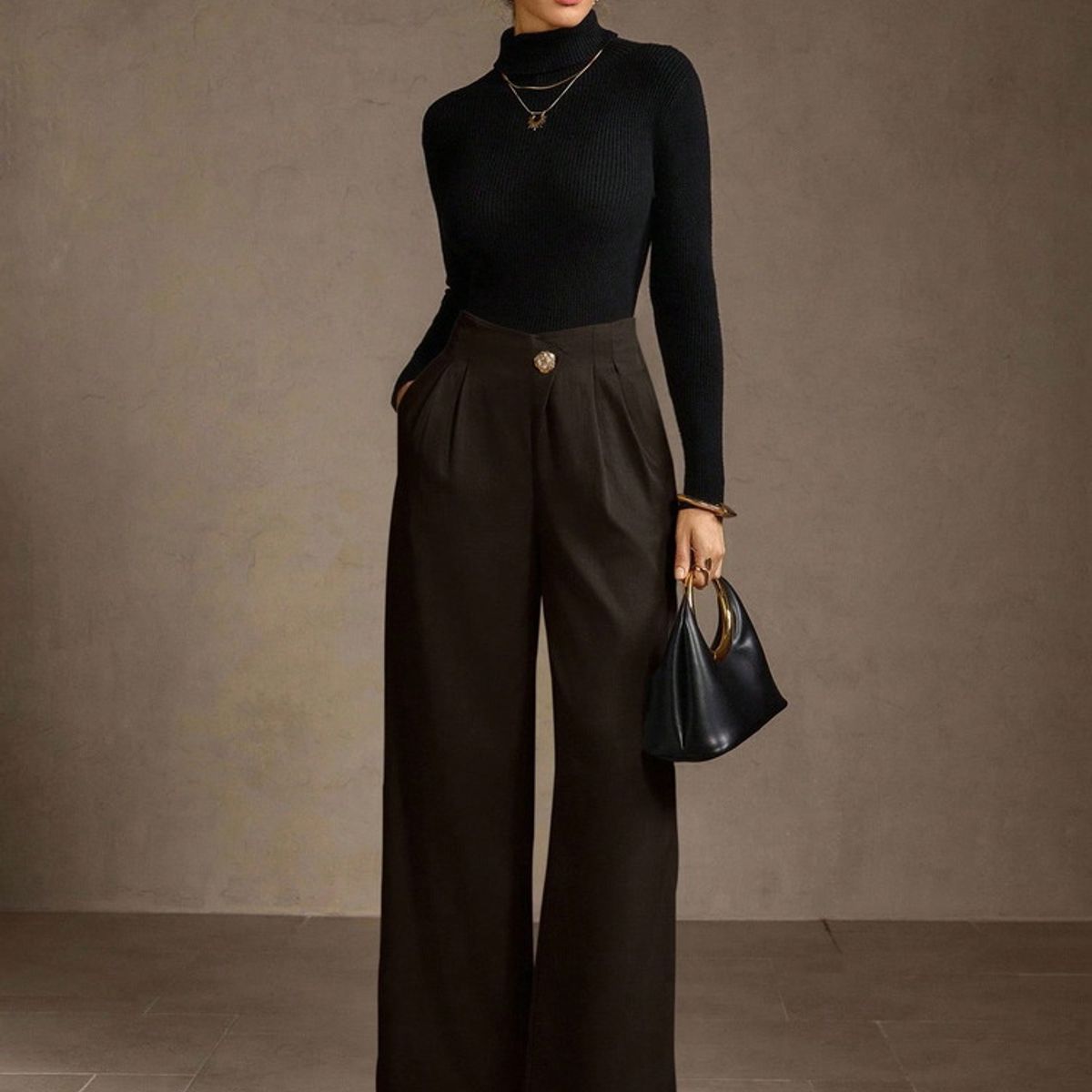 VARIOS - Pantalón Cacao Luxe Café She Shines