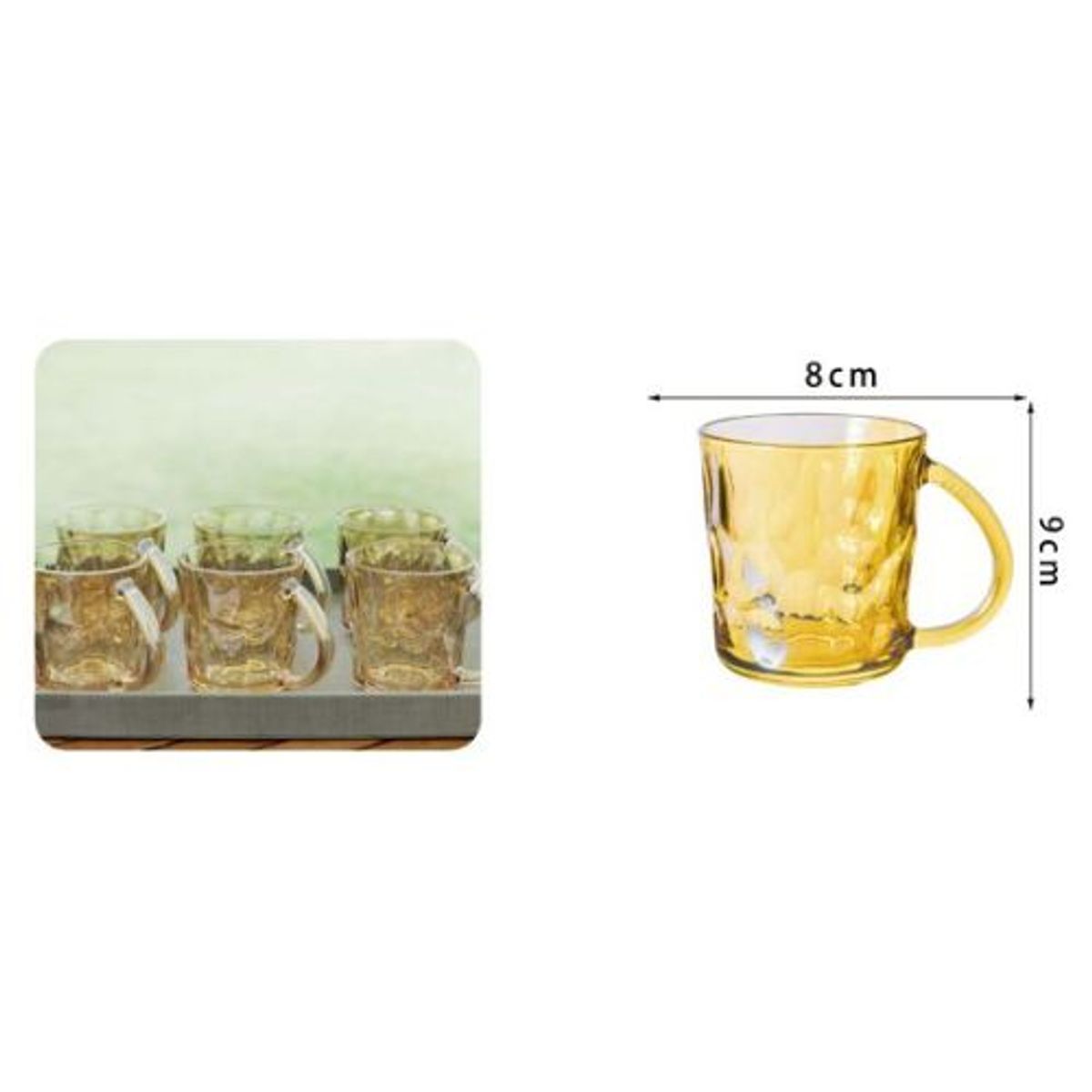 GENERICO - VASOS DE VIDRIO CON AGARRADERO DORADO 340ML