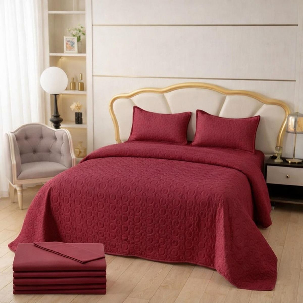 GENERICO - Cubrecama + Juego De Sabanas De 2 Plazas + Fundas Almohada - Multicolor - 2 Plazas