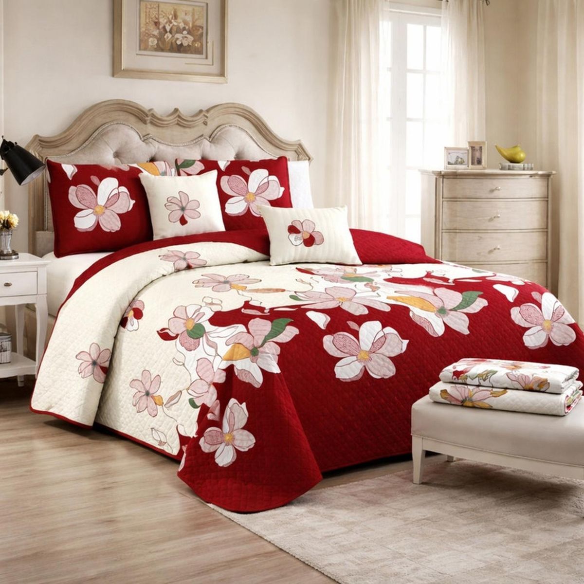 GENERICO - Cubrecama + Juego De Sabanas 1.5 Plazas + Fundas Almohada - Multicolor - 1,5 Plazas