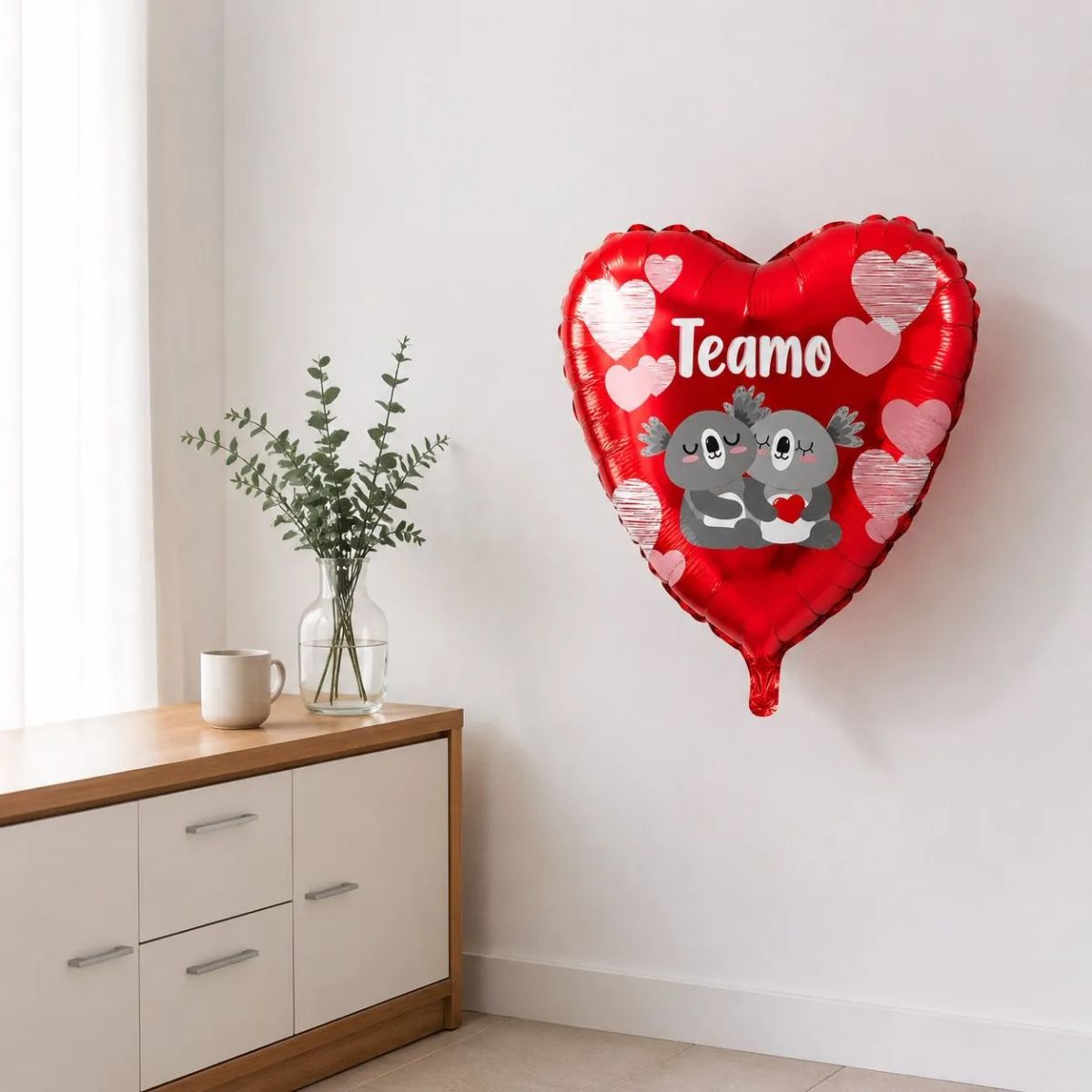 HOMESTAR - Globo de aluminio en forma de corazón rojo con diseño teamo