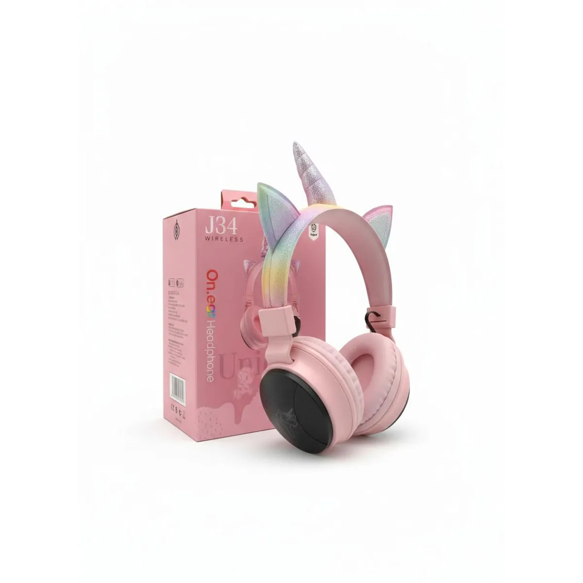 GENERICO - Audífonos Bluetooth Unicornio Premium J34 - Diadema de Brillo, Inalámbricos y Plegables