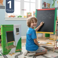 UTILISIMO - Pizarra Infantil 2 en 1 Tiza Plumon Magnética Estilo Montessori 64cm