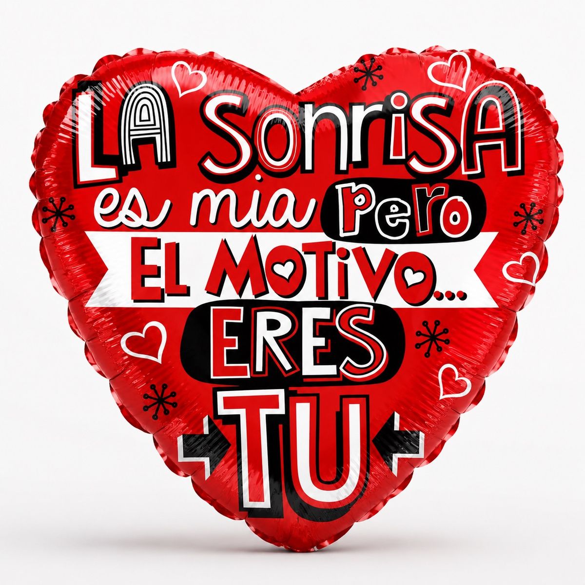 HOMESTAR - Globo metálico aluminio con forma de corazón rojo impreso con mensaje romántico