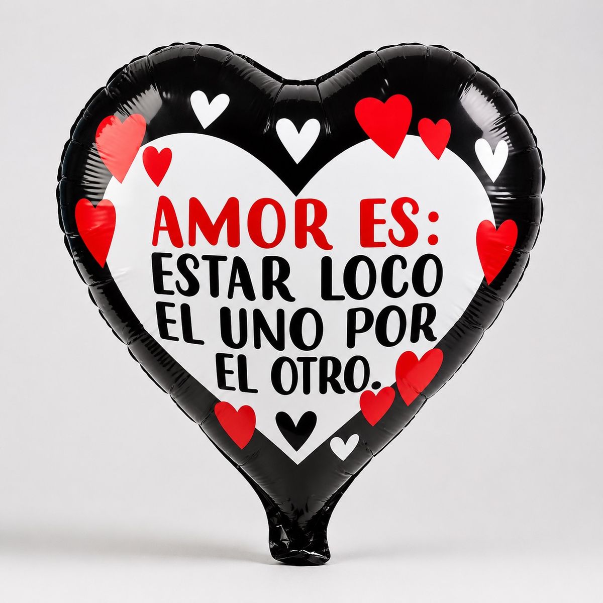 HOMESTAR - Globo metálico corazón amor negro blanco rojo
