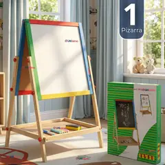 UTILISIMO - Pizarra Infantil 2 en 1 Tiza Plumon Magnética Estilo Montessori 64cm