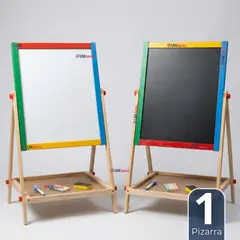 UTILISIMO - Pizarra Infantil 2 en 1 Tiza Plumon Magnética Estilo Montessori 64cm