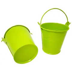 HOMESTAR - Maceta Metálica Decorativa con Asas Verde Limón 8x7.8 cm