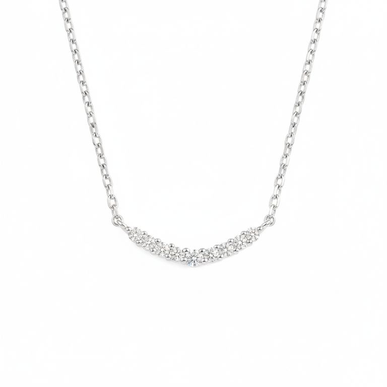 Collar Plata 925 Sonrisa Brillitos Plateado TALLA UNICA