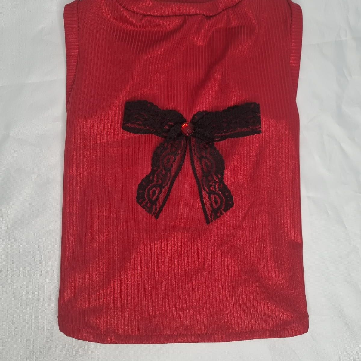 EL MUNDO DE EMMA - Polera mascota rojo metalizado talla XL corto