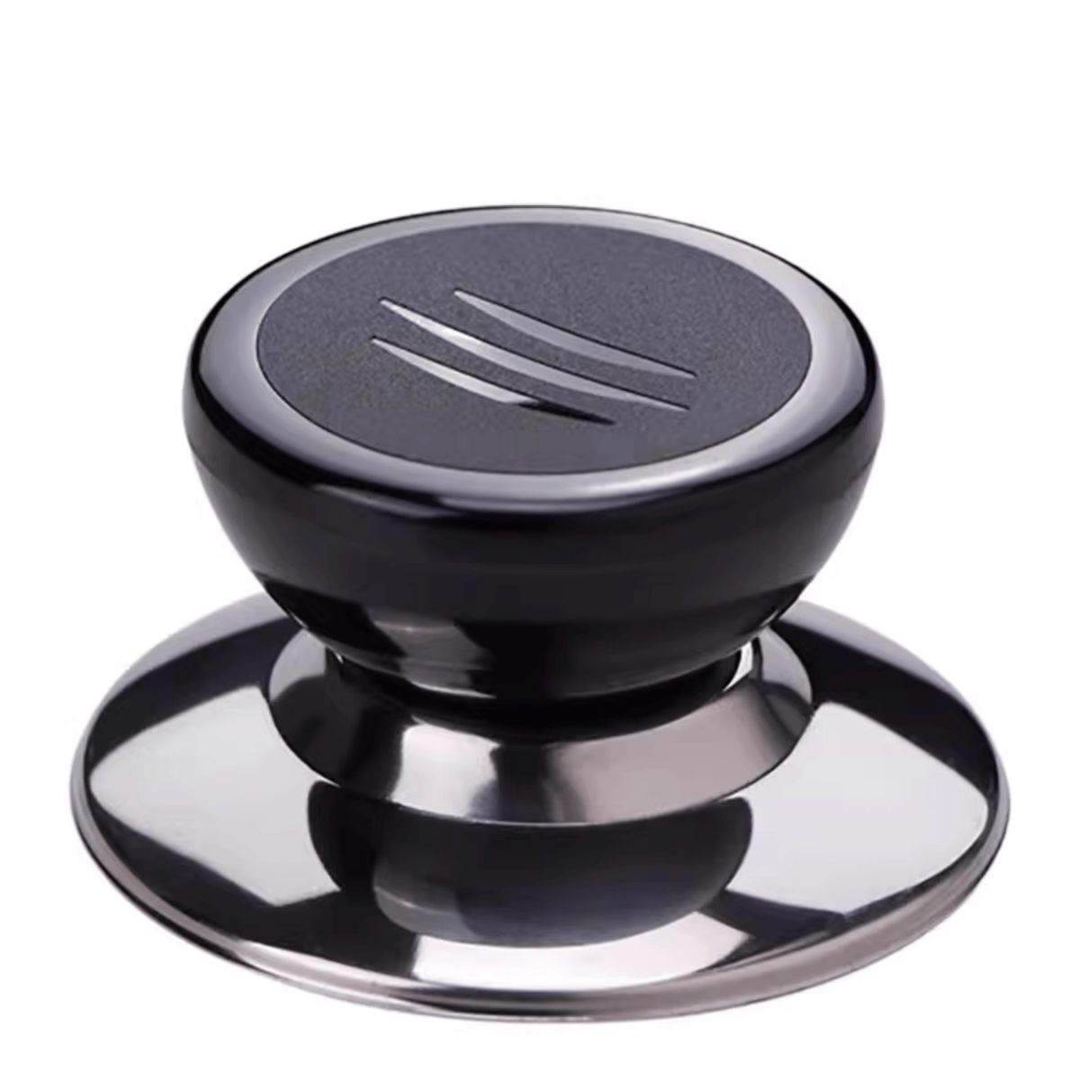 HOMESTAR - Pomo para Tapa de Olla Acero Inoxidable y Baquelita Negro Plata