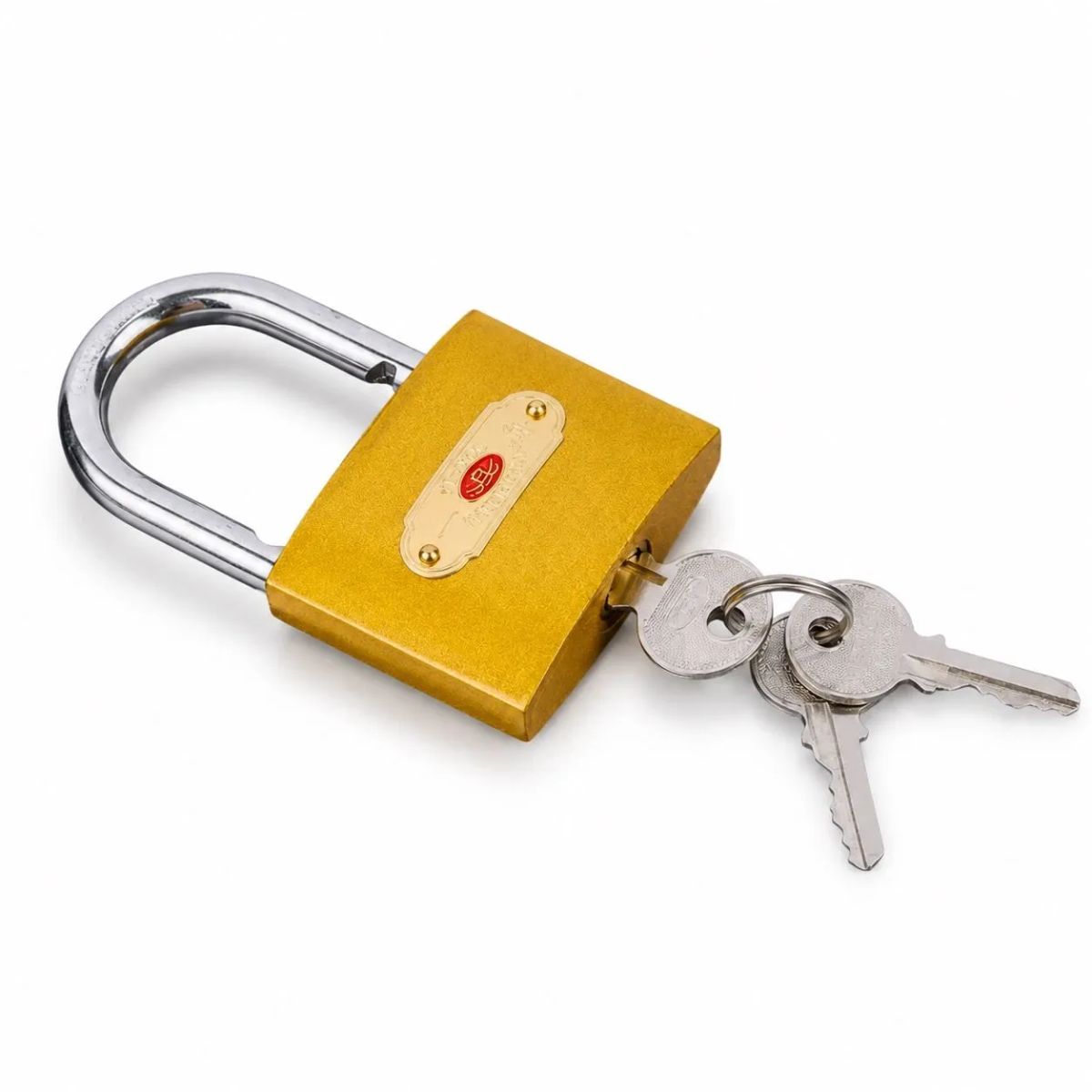 HOMESTAR - Candado con Llave Hierro Dorado con Arco de Acero