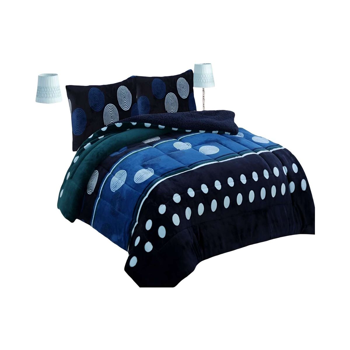 GENERICO - COBERTOR SHERPA PLAZA Y MEDIA 180X200CM AZUL M B16