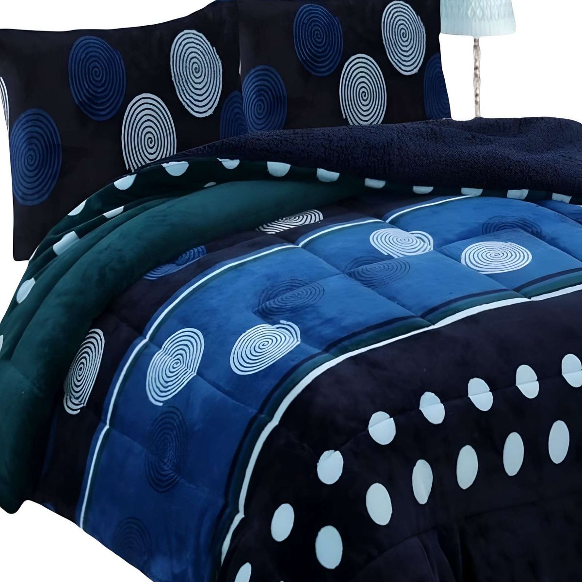 GENERICO - COBERTOR SHERPA PLAZA Y MEDIA 180X200CM AZUL M B16