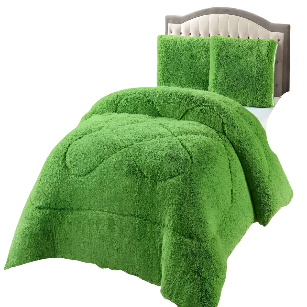 GENERICO - COBERTORES CON CHIPORRO DE PELUDOS 2 PLAZAS 230X250CM VERDE