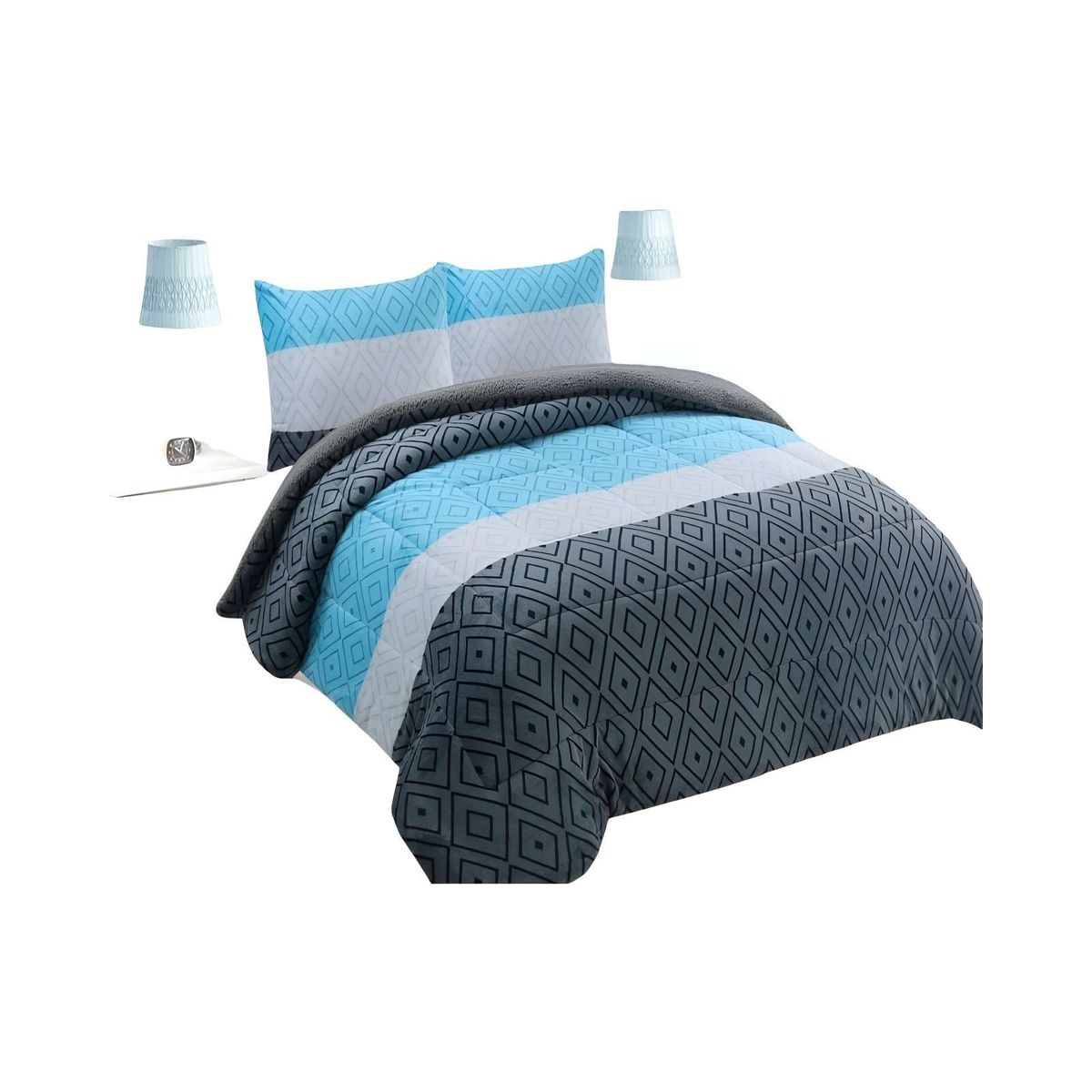 GENERICO - COBERTOR SHERPA 2 PLAZAS 230X250CM MULTICOLOR B17