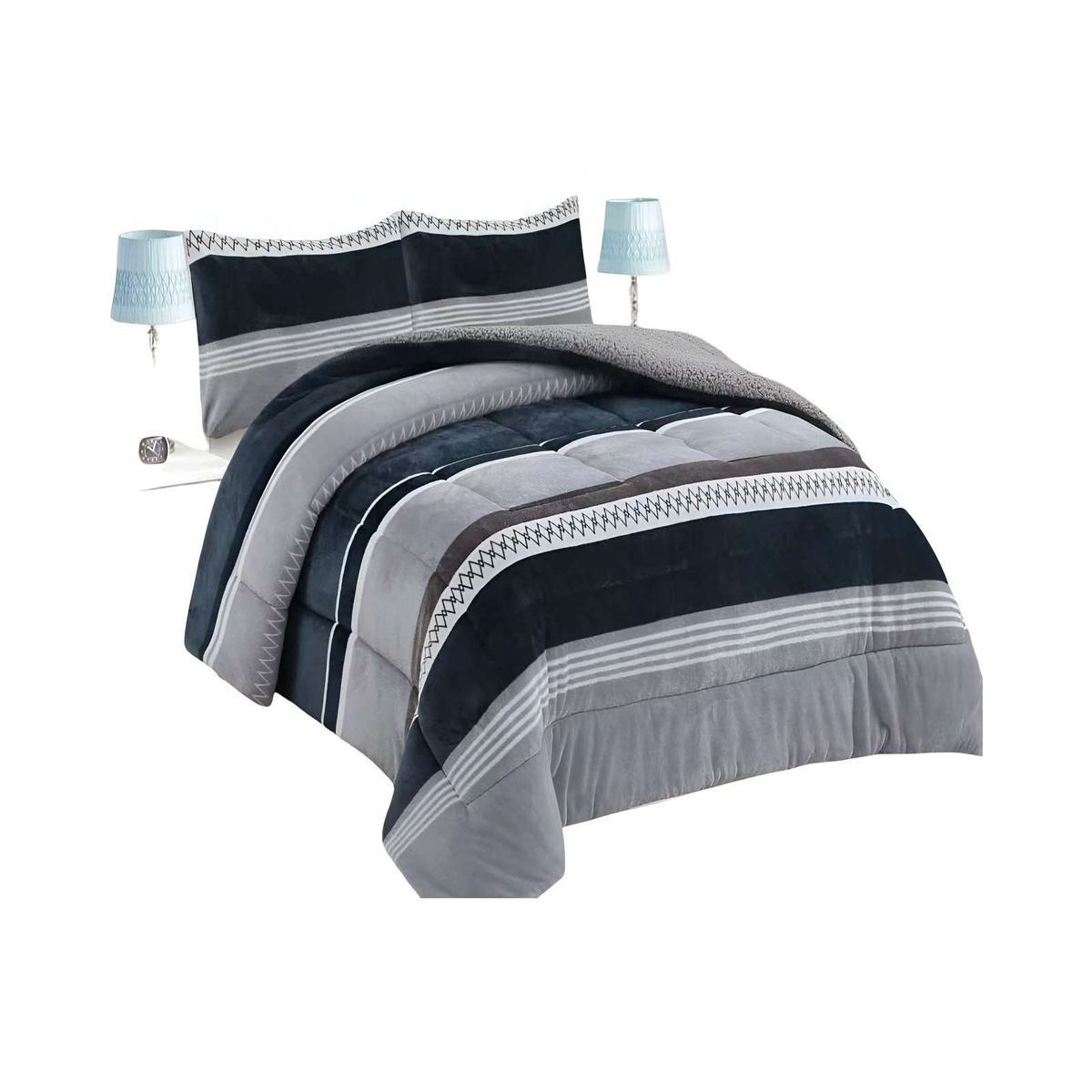 GENERICO - COBERTOR SHERPA KING 250X270CM MULTICOLOR B13