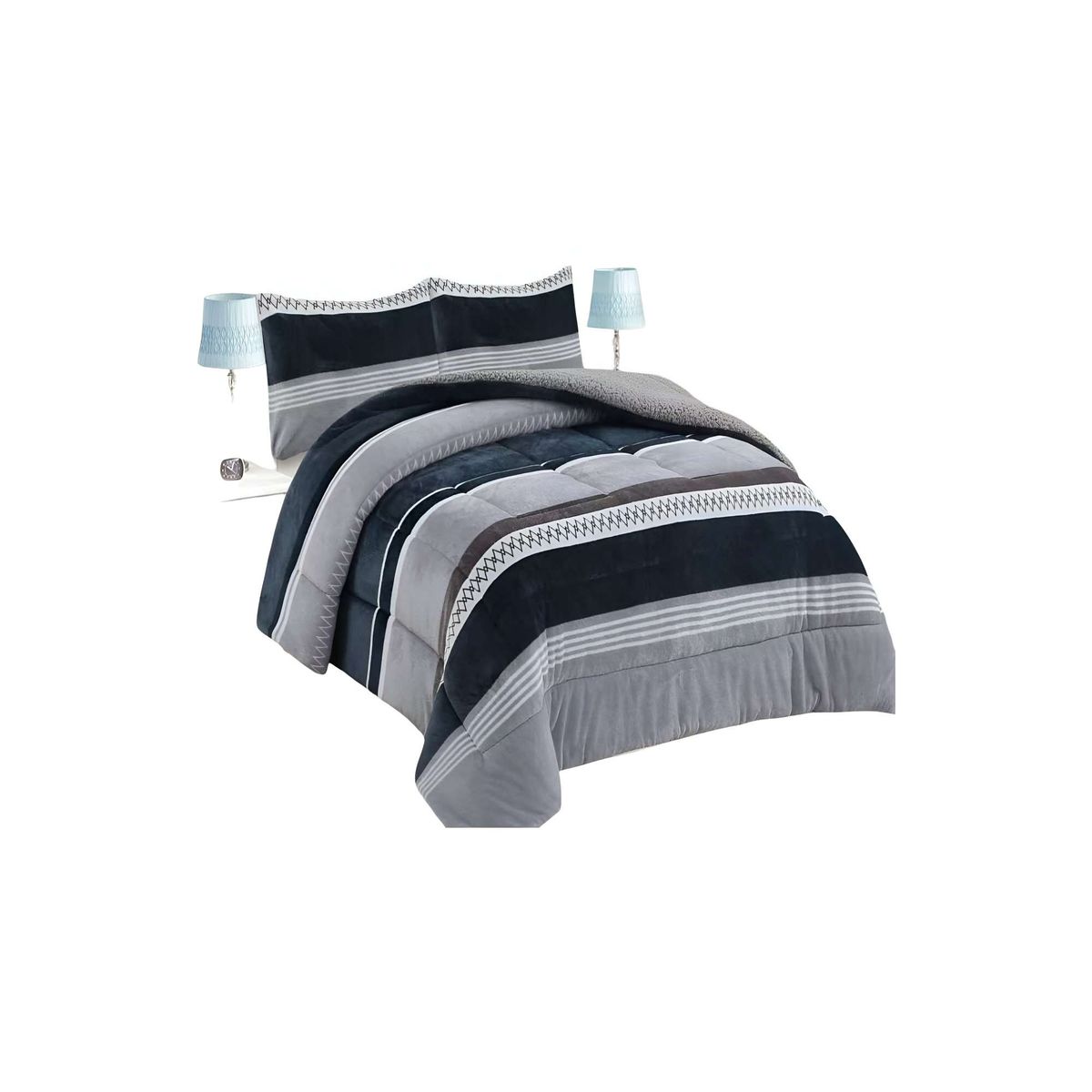 GENERICO - COBERTOR SHERPA KING 250X270CM MULTICOLOR B13