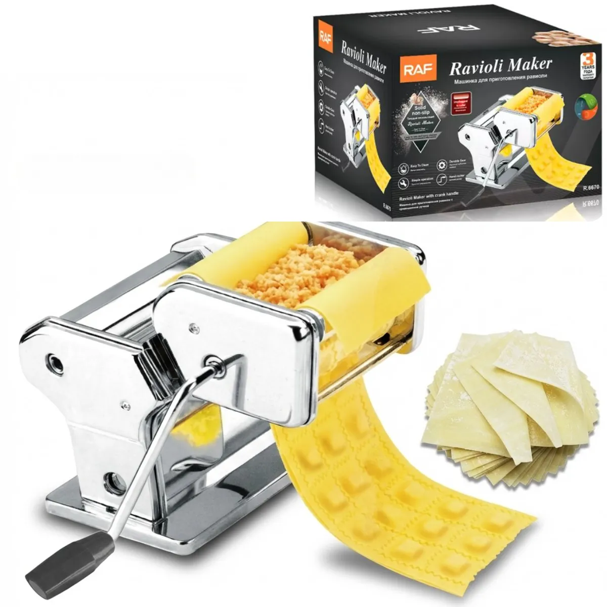 RAF - Máquina Manual Para Hacer Ravioles Y Pasta Antideslizante