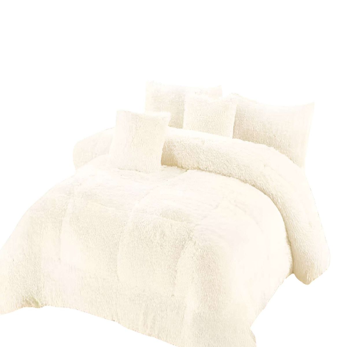 GENERICO - COBERTOR PELUDO CON CHIPORRO 2 PLAZAS 230X250CM COLOR BLANCO INVIERNO