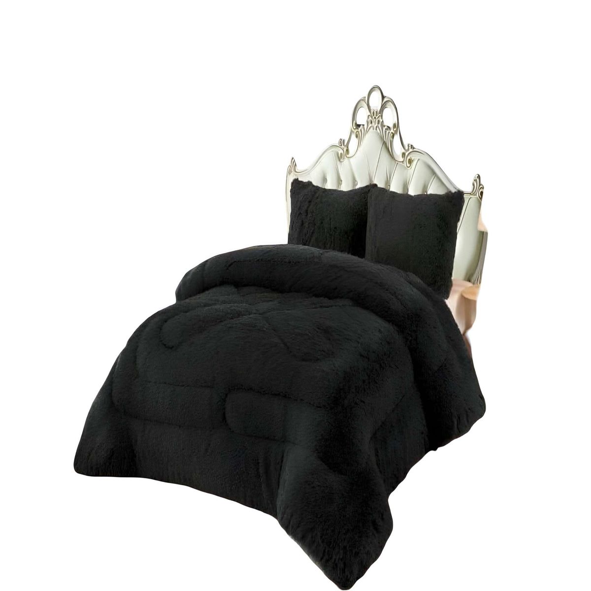 GENERICO - COBERTOR PELUDO CON CHIPORRO 2 PLAZAS 230X250CM COLORNEGRO