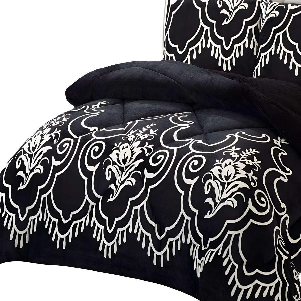 GENERICO - COBERTOR PLUSH CON CHIPORRO 2 PLAZAS 230X250CM COLOR NEGRO C4