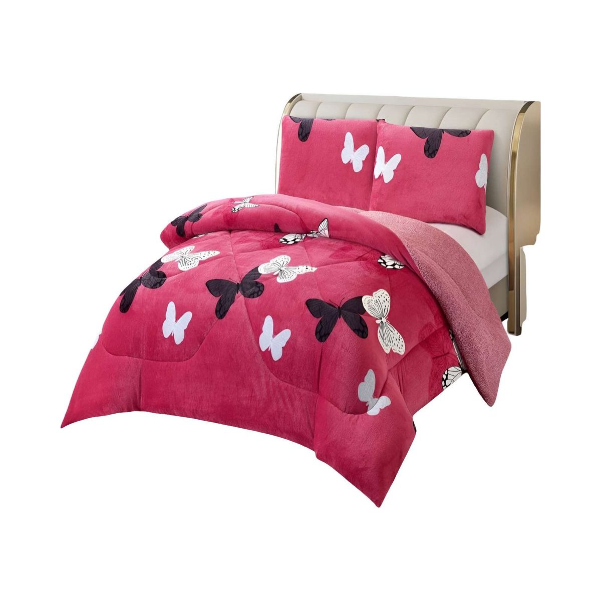 GENERICO - COBERTOR PLUSH CON CHIPORRO 2 PLAZAS 230X250CM COLOR ROSA C17