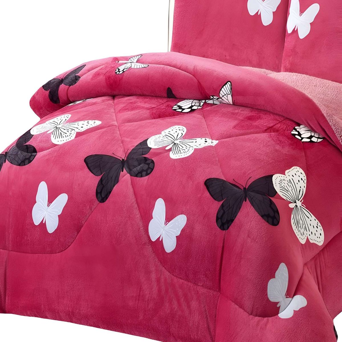GENERICO - COBERTOR PLUSH CON CHIPORRO 2 PLAZAS 230X250CM COLOR ROSA C17