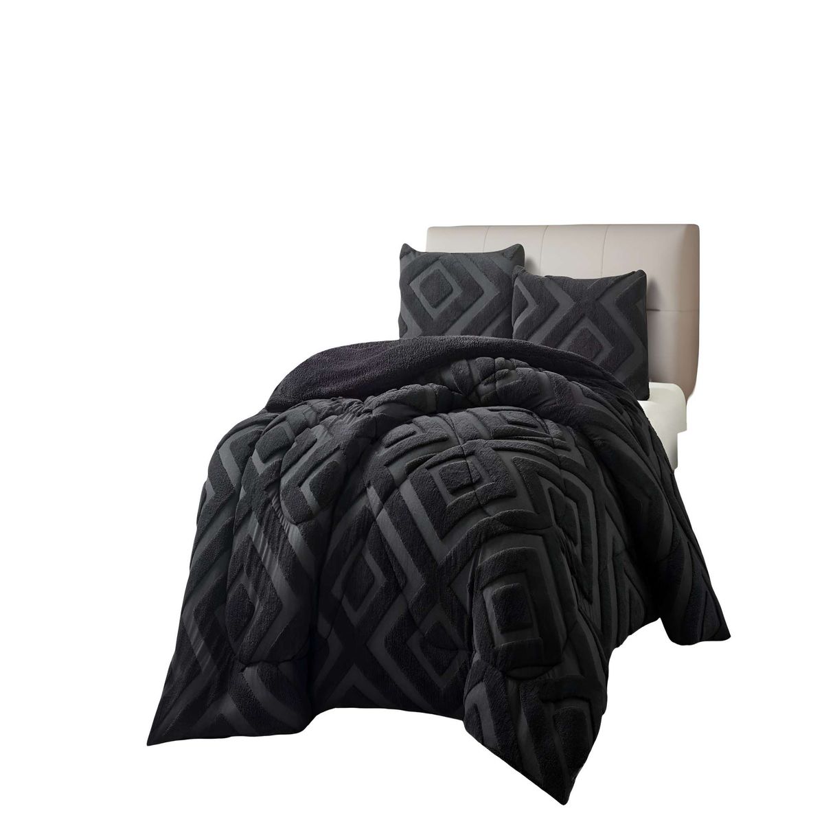 GENERICO - COBERTOR DE JACQUERD CUTTING CON CHIPORRO 2 PLAZAS 230X250CM COLOR NEGRO B7