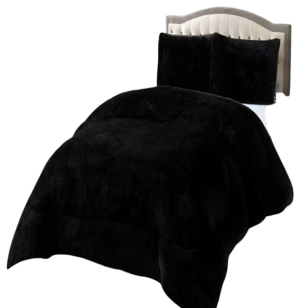 GENERICO - COBERTORES DE PELUDOS CON CHIPORRO 2 PLAZAS 230X250CM COLOR NEGRO2