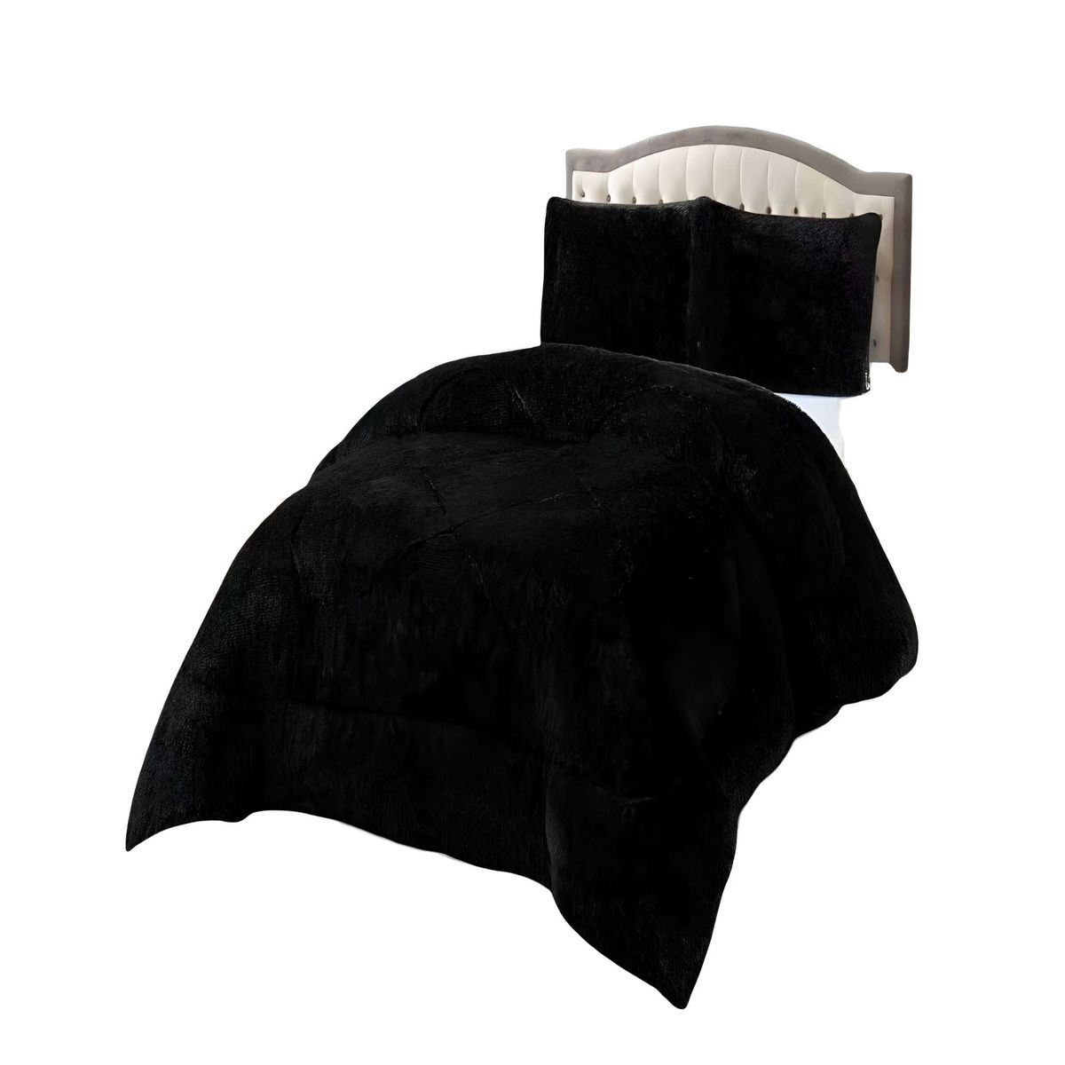 GENERICO - COBERTORES DE PELUDOS CON CHIPORRO 2 PLAZAS 230X250CM COLOR NEGRO2