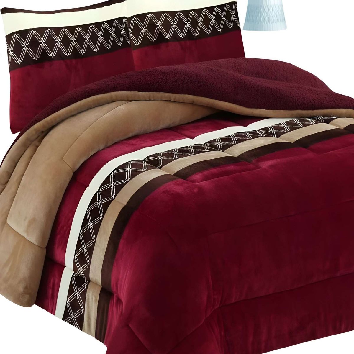 GENERICO - COBERTOR CON CHIPORRO 2 PLAZAS 230X250CM COLOR BURDEO B30