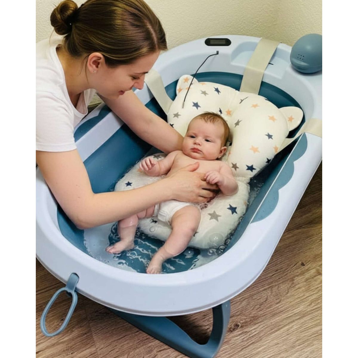 GENERICO - TINA PLEGABLE CON ACCESORIOS PARA BEBES AZUL